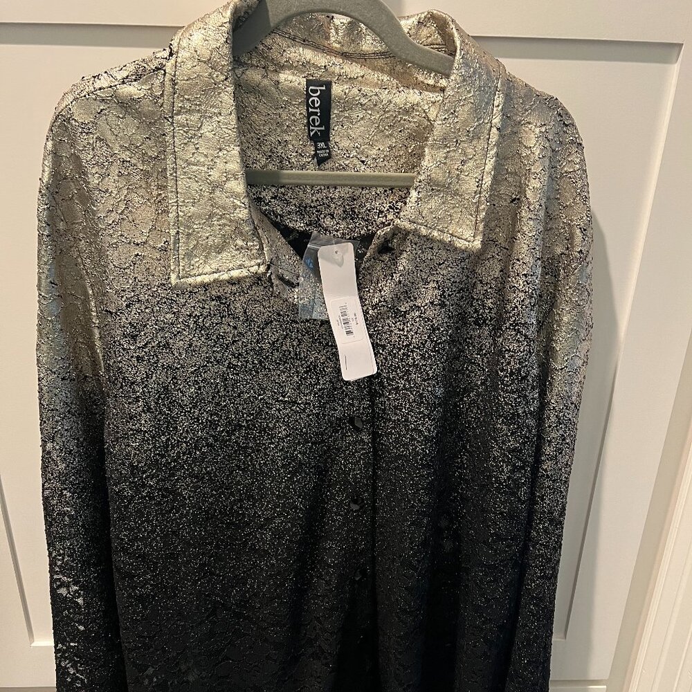 Berek hand emblished, Sequence black and gold  shirt 3XL